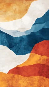 Layered color bands form textured abstract landscape scene