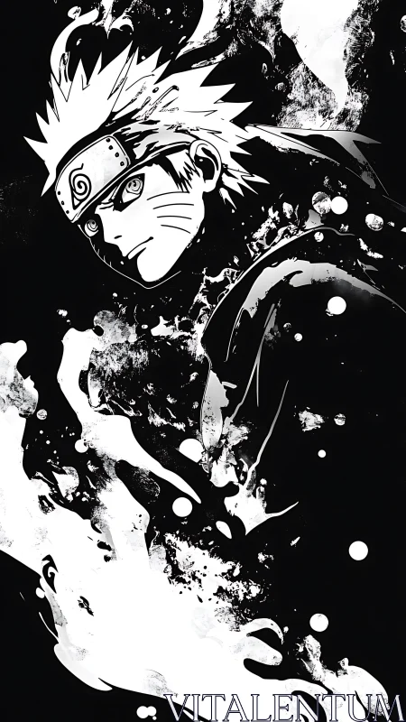 Anime hero emerges from inky shadows in bold contrast