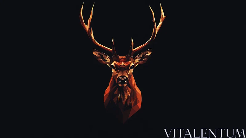 Geometric deer head illustration on dark minimalist background.