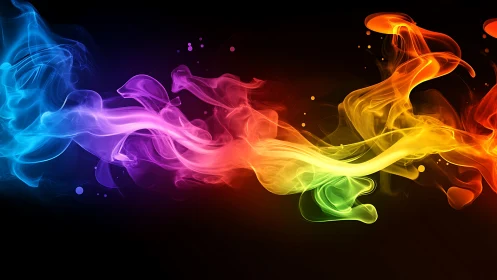 Multicolored abstract smoke waves on dark background.