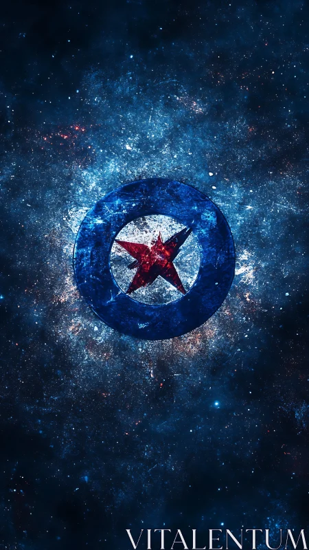Galactic emblem with distressed blue ring and fractured red star