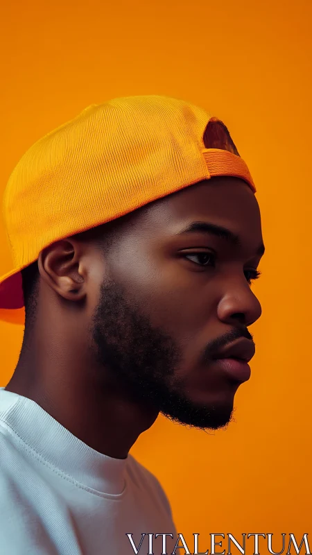 Sunlit profile drifts through a monochrome orange dream field