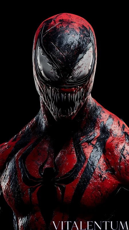 Symbiotic crimson creature rendered with glossy wet textures.