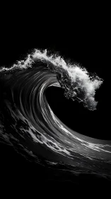 Midnight wave curling like liquid obsidian in silence.