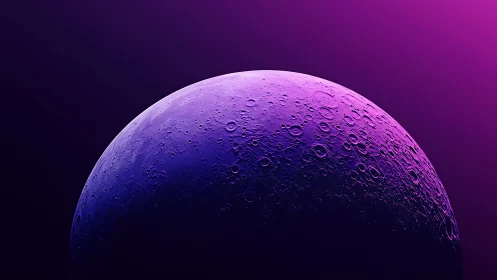 Lunar surface sphere rendered in purple and blue gradient