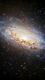 Spiral galaxy core glowing amid dense starfield in space.