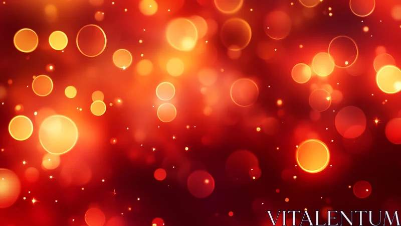 Warm glowing bokeh lights on a vibrant red abstract background.