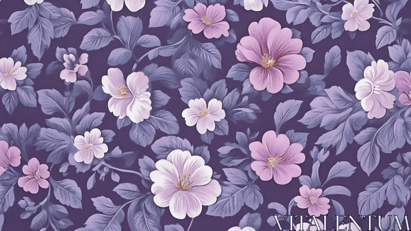 Lavender and Pink Floral Botanical Pattern Illustration