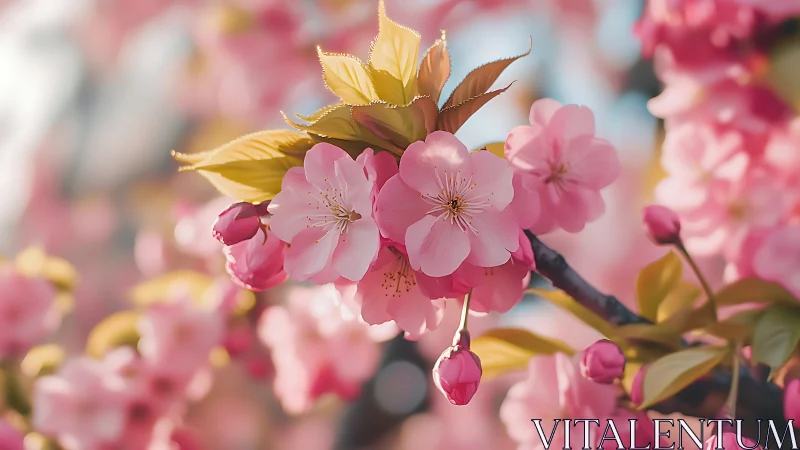 Blossom Symphony: Pink Petals Dance in Morning Light.