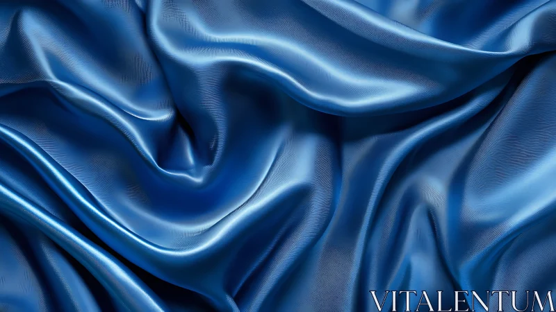 Luminous Blue Silk Fabric Ripples in Dynamic Three-Dimensional Space