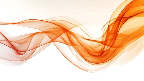 Translucent orange waveforms curve across a minimal white field