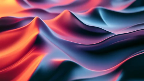 Layered metallic waves in red and blue gradient lighting.
