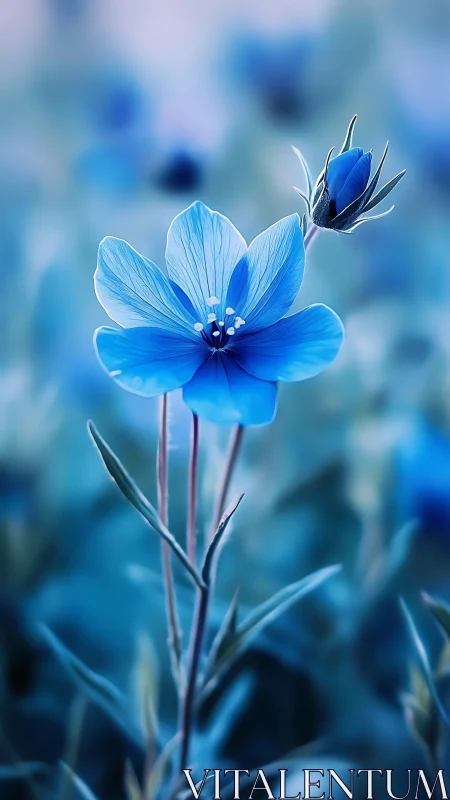 Delicate Blue Blossom in Soft Focus Light.