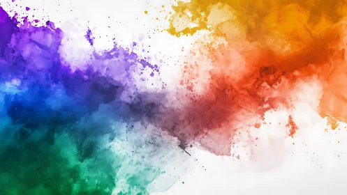 Vibrant watercolor spectrum splash across white canvas.