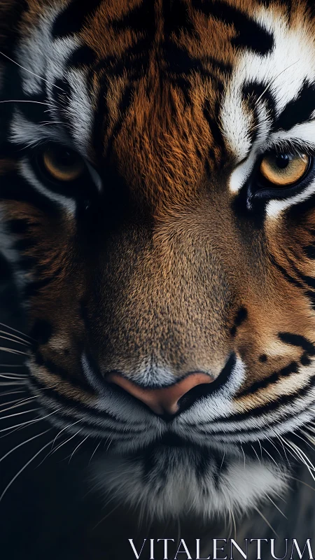 Golden-eyed tiger gazes calmly with powerful silent focus