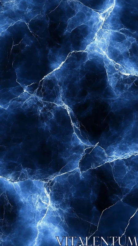 Glowing blue lightning veins across a deep night sky.