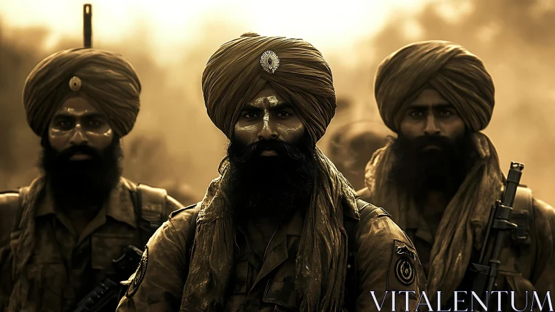 Turbans in the duststorm, steadfast warriors of burnished dusk.