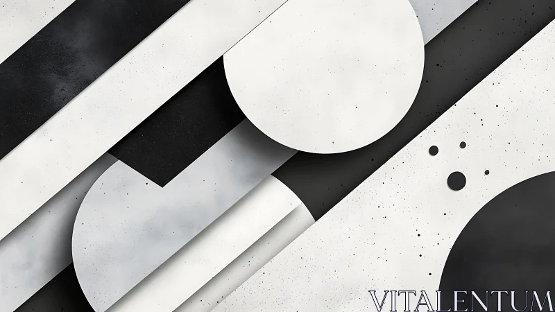 Monochrome geometric strata with intersecting circular planes.