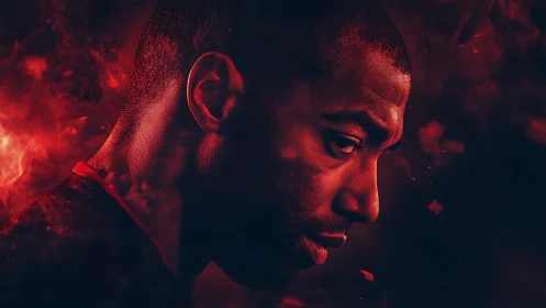 Fierce red portrait captures quiet strength in deep focus