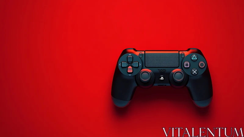 Gaming's Sleek Controller Gleams Against Bold Red.