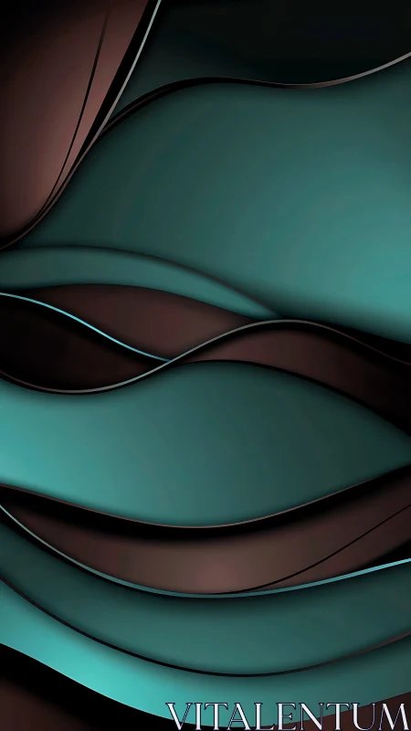 Curved teal and umber layered waveforms with soft edge lighting