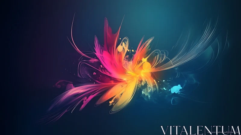 Radiant abstract bloom ignites in swirling neon light forms.