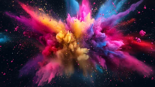 Cosmic color supernova bursting across a midnight canvas.