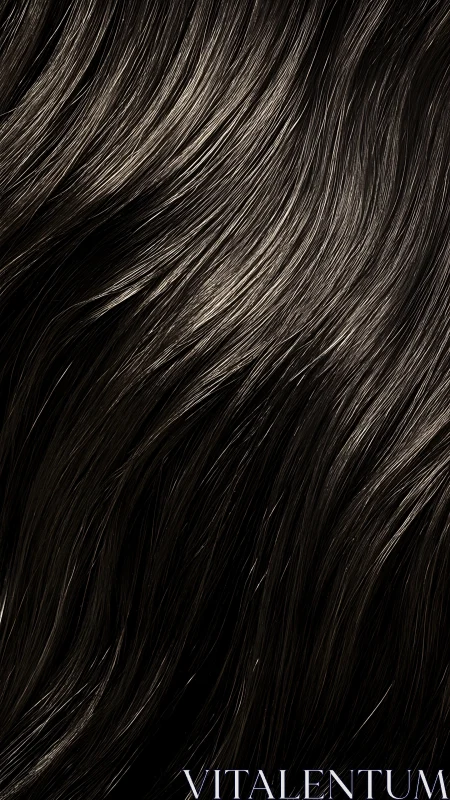 Close-up texture of smooth dark brown glossy hair strands.