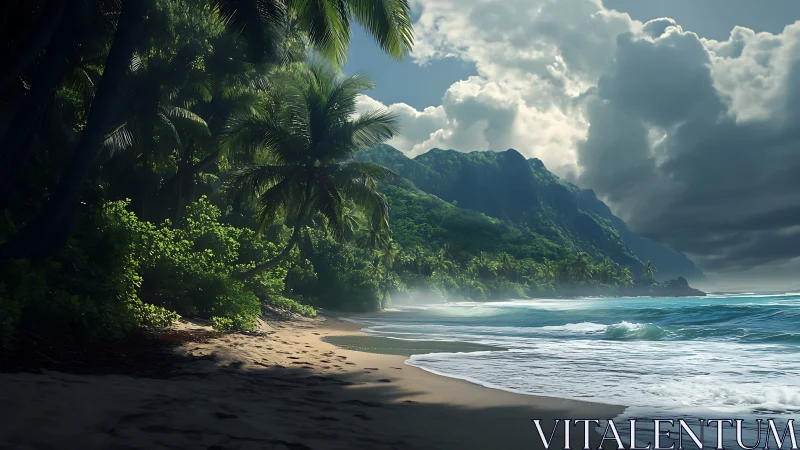 Tropical Mountain Beach at Dawn.