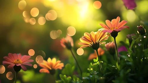 Composite flora study with selective focus depth and bokeh lighting effects