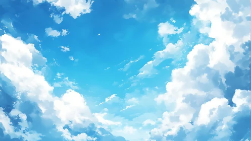 Soft summer sky with dreamy clouds and a distant plane.