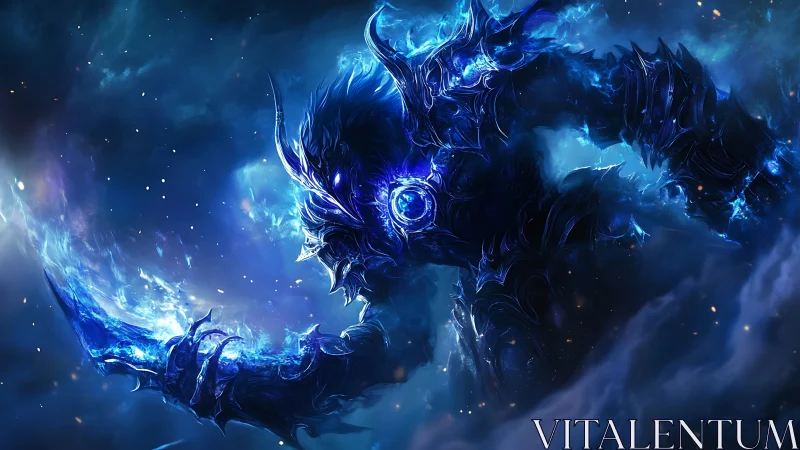 Starforged Void Warlord carving storms in electric blue.