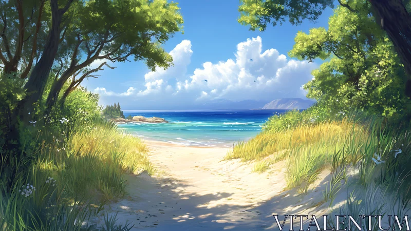 Coastal Beach Paradise. Turquoise Waters Meet Golden Sand.