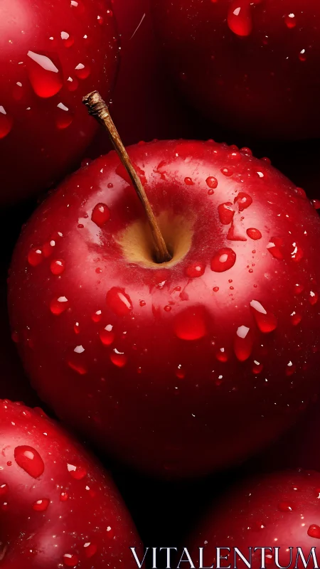 Glistening red apples rest in vivid, mouthwatering detail
