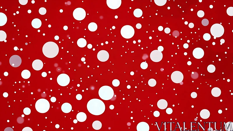 White circular bokeh particles drift across saturated red field
