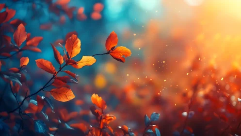 Digital painting of ember-toned foliage in radiant backlight.