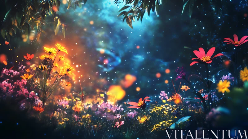 Nocturnal Bloom Symphony: Where Starlight Dances with Petals.