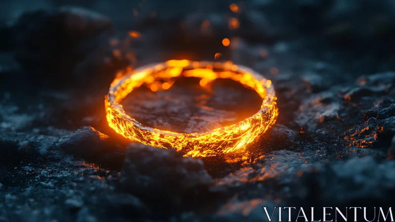 Incandescent Ring Radiating Against Stone Surface.