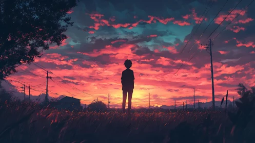 Quiet evening silhouette under a dreamy pink sunset sky.