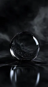 Midnight glass sphere quietly bends light into liquid echoes