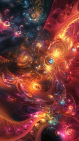 Fractal nebula swirls map cosmic energy through chromatic vortices