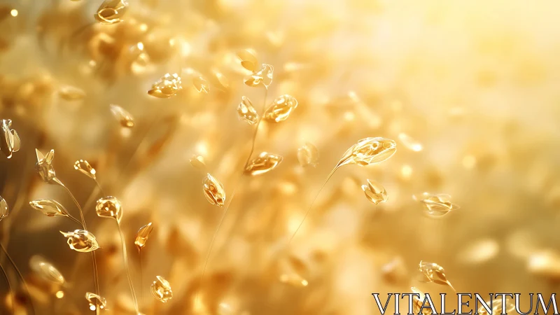 Golden abstract stems in soft glowing background.