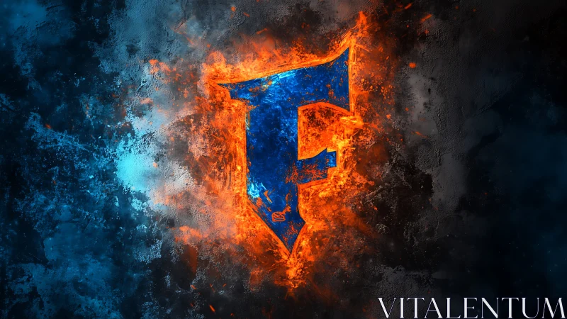 Flaming blue F emblem ignites against frosted cosmic void.