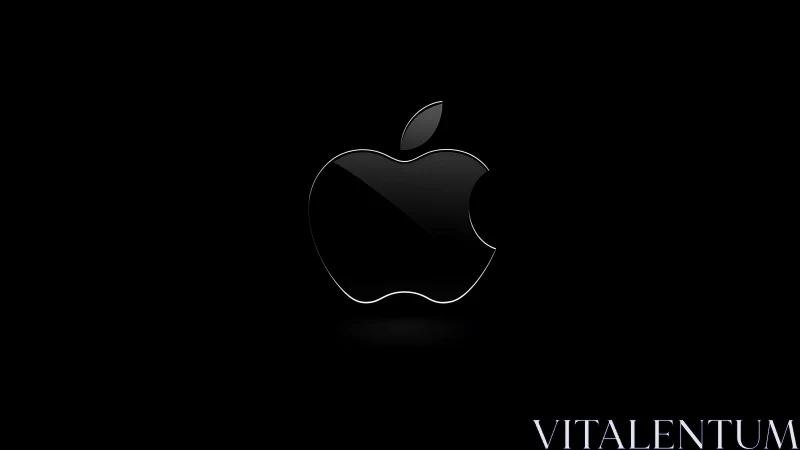 Illuminated Apple Logo Against Deep Black Void