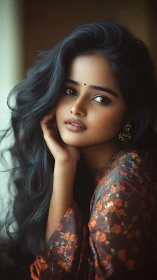 Digital painting portrait with soft-focus depth and warm palette.