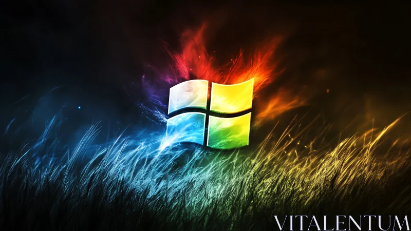 Luminous quad-panel OS glyph in spectral plasma field flare.