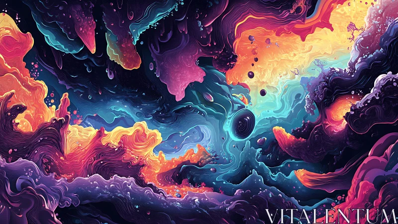 Neon cosmic vortex swirls through layered abstract nebula