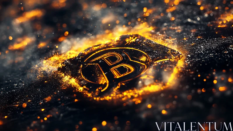 Molten orange sparks ignite a glowing metallic B emblem