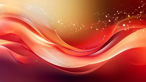 Luminous red waves flow across a glowing abstract horizon