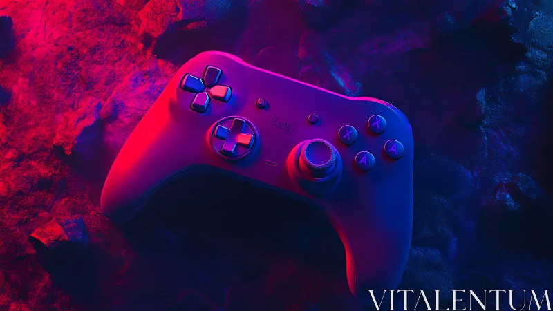 Gaming Controller Rendered Under Neon Chromatic Gel Illumination.